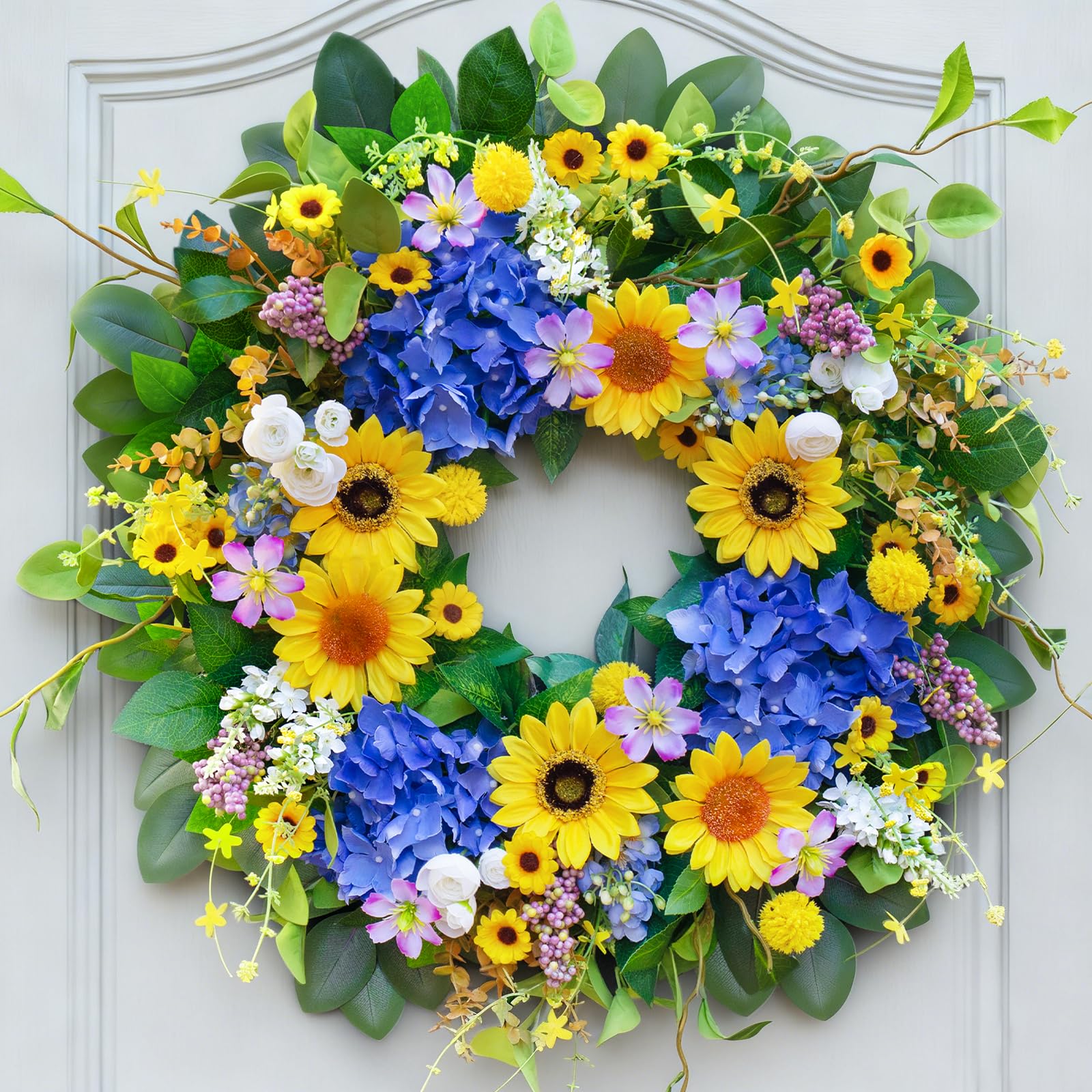 Pinkpuii 24-inch front-door wreath for instant curb appeal