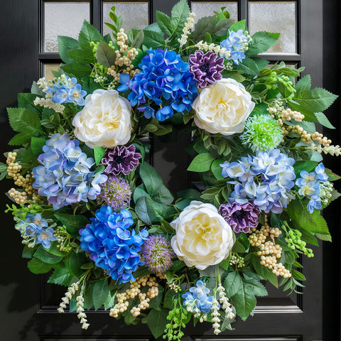 Pinkpuii large spring wreath adds fresh, rustic charm to porches