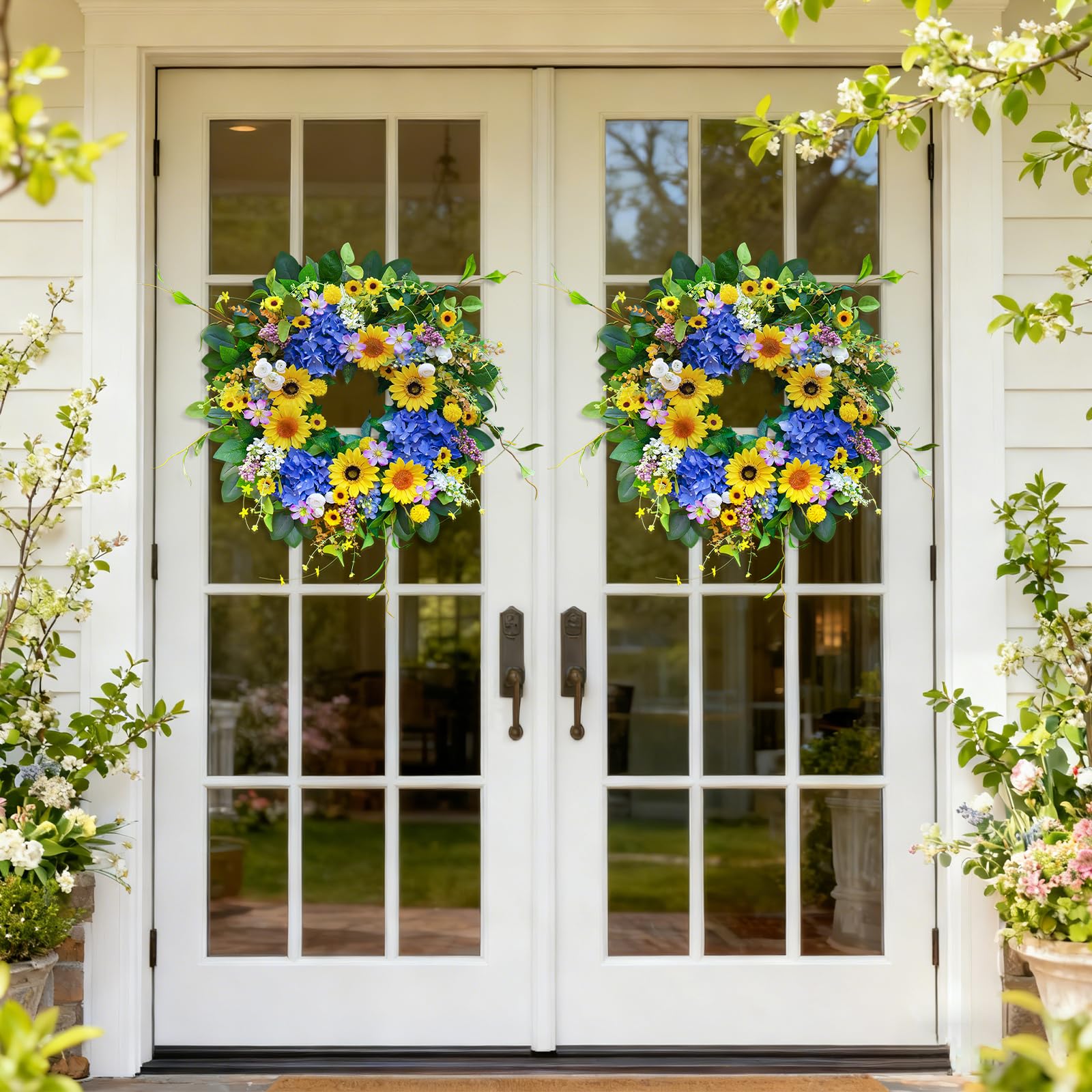 Pinkpuii outdoor-indoor wreath ideal for porch, wall, or window display