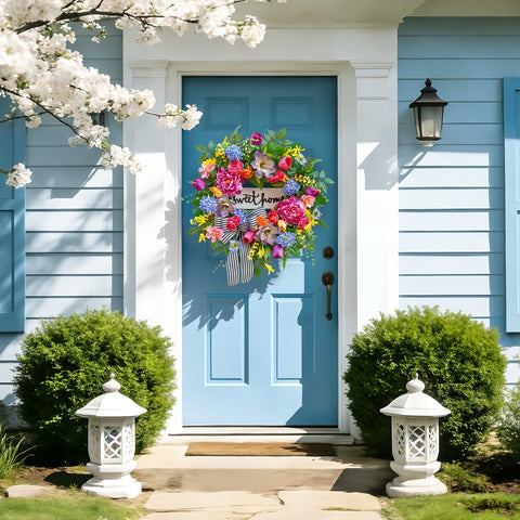 Pinkpuii Spring Wreath versatile decor for porch or entryway.