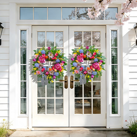 Pinkpuii Spring Wreath garden-floral display enhances curb presence.