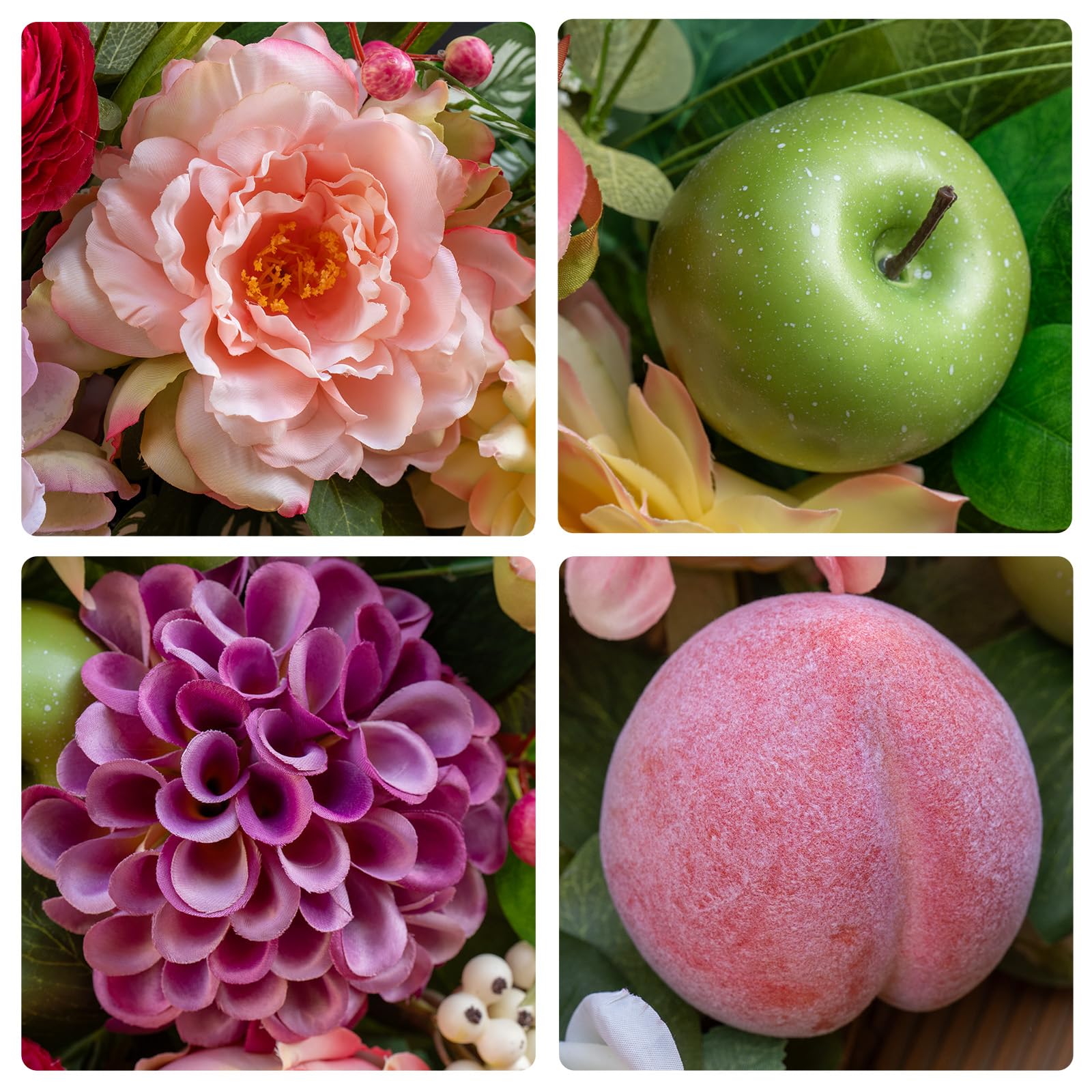 Pinkpuii Spring Wreath green apples detail for a natural harvest look