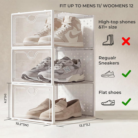Pinkpum 15-pack xlarge shoe storage box side view showing stackable design
