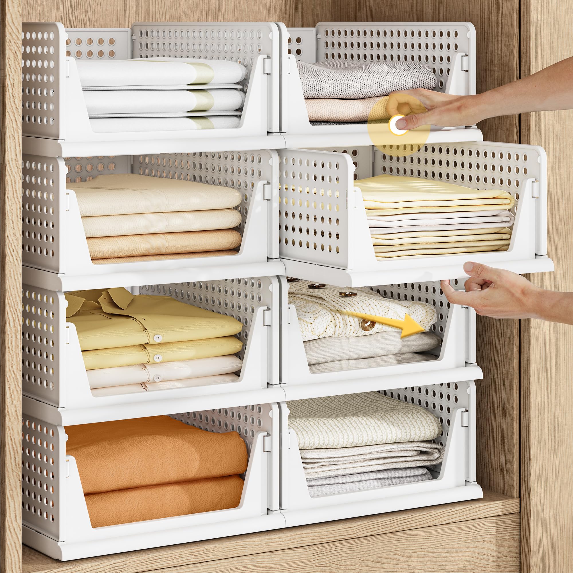 Pinkpum five-pack stackable closet organizers for tidy wardrobes.