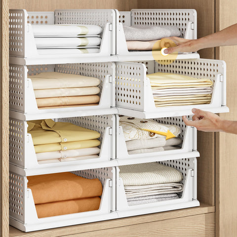 Pinkpum five-pack stackable closet organizers for tidy wardrobes.