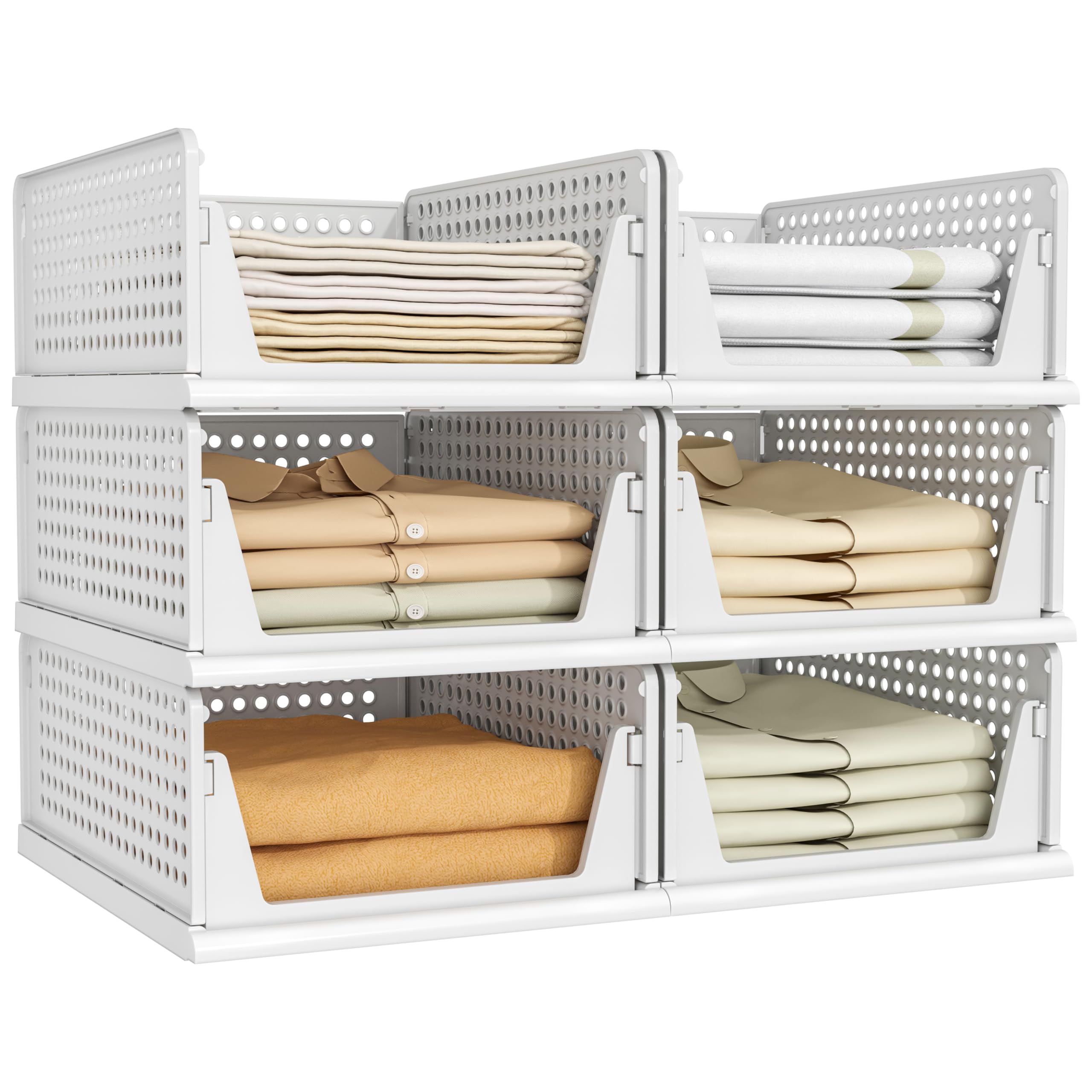 Pinkpum 6-pack closet organizers neatly group for tidy wardrobe storage.