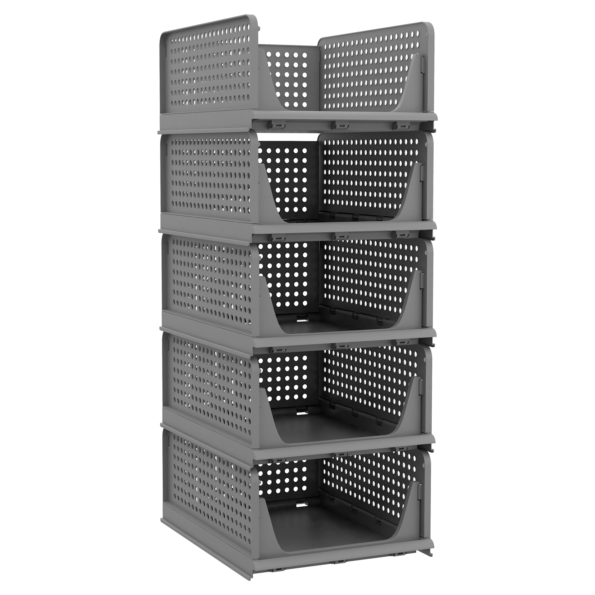 Pinkpum folding closet organizers front view in black, ideal for tidy closet storage.