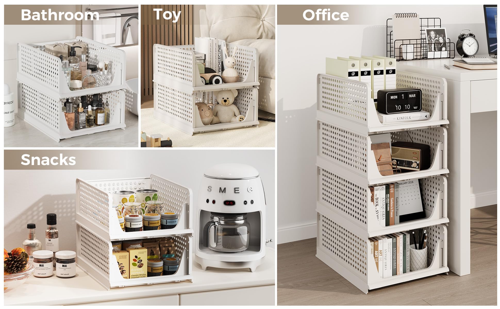 Pinkpum slide rails design on bottom shelves enables easy item retrieval.