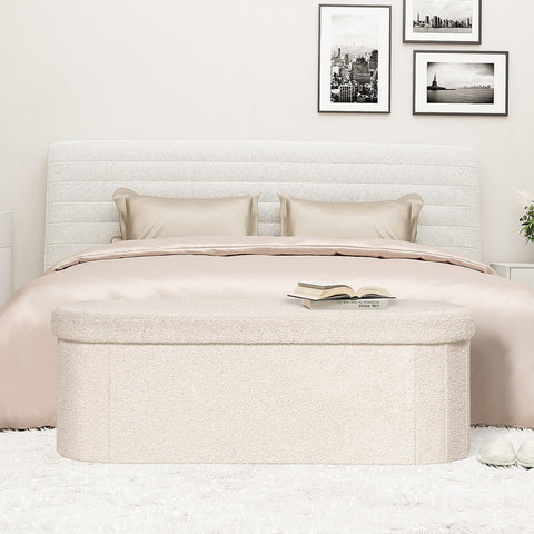 PINPLUS White oval ottoman ships ready for simple placement in living rooms