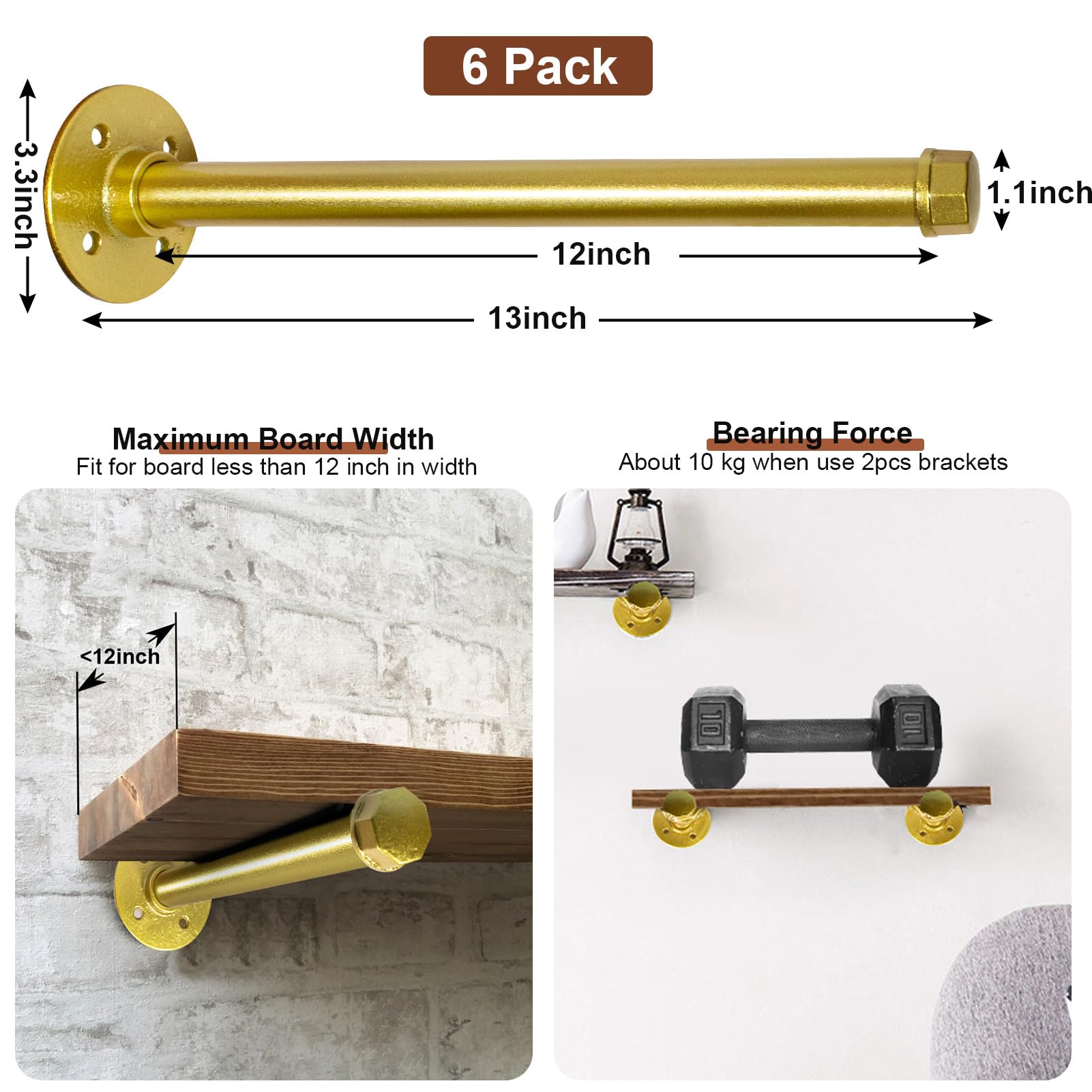 Pintuson end-cap in golden finish for a secure, finished look on the clothes bar.