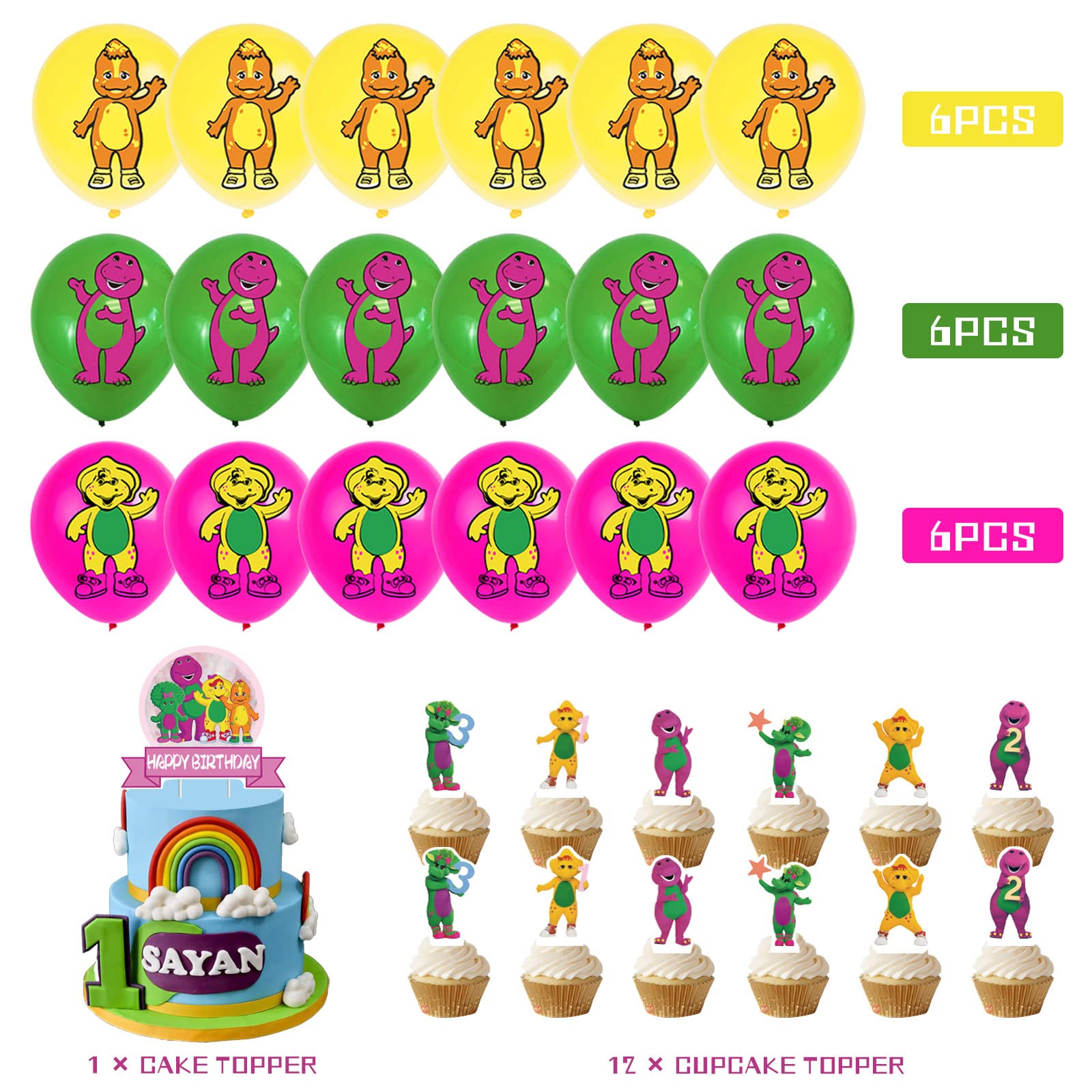 PINUO Barney cake topper crowns desserts with playful character charm