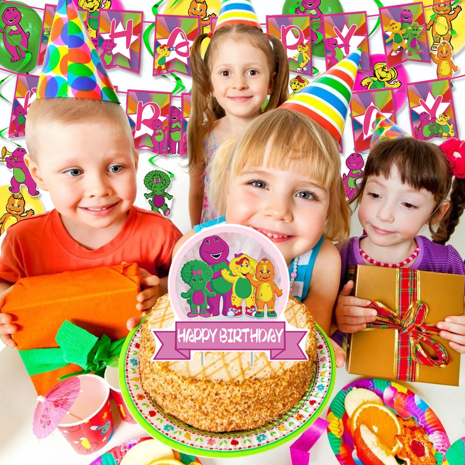 PINUO Barney cupcake toppers unite treats with the party theme
