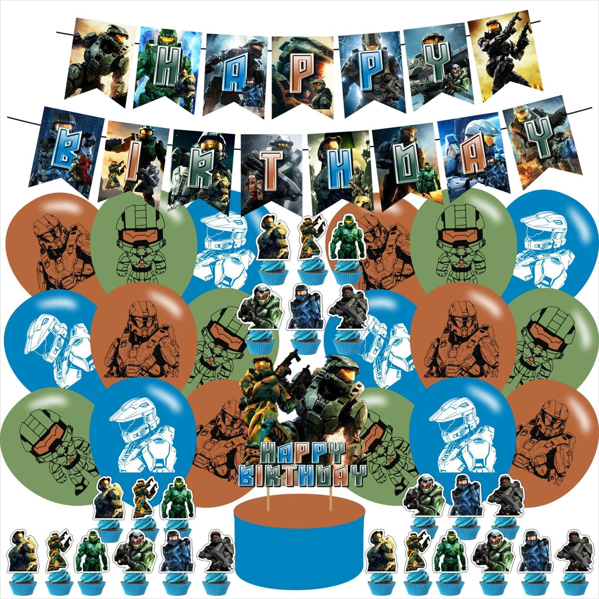 PINUO Chieftain banner for a lively cartoon game birthday party