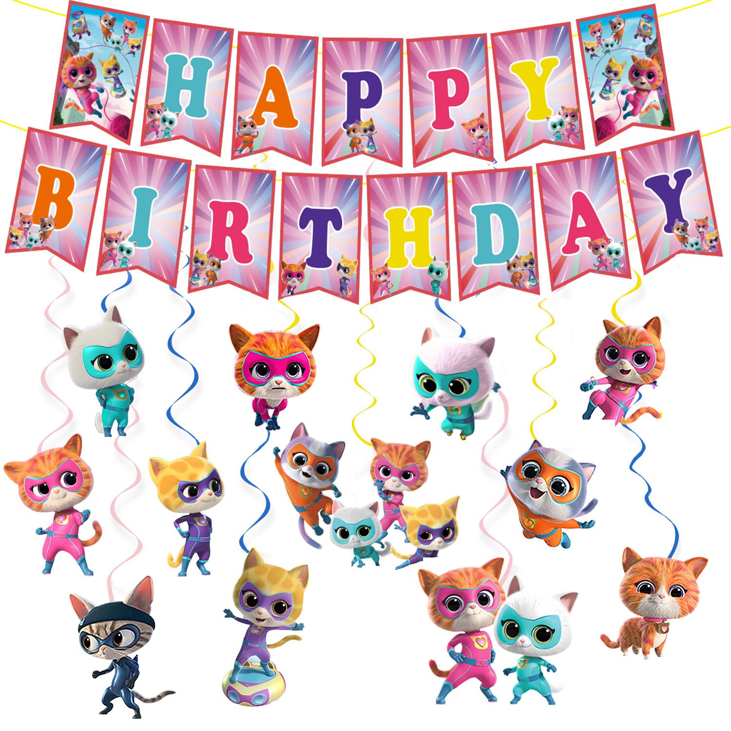 PINUO Kitties banner for a cute birthday celebration.