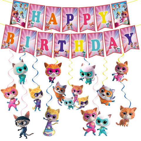 PINUO Kitties banner for a cute birthday celebration.