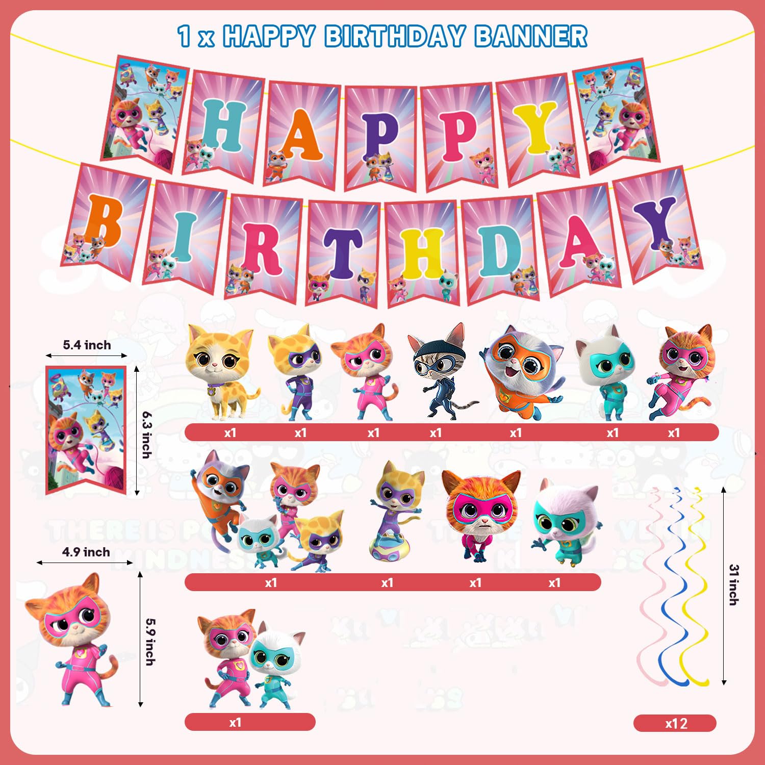 PINUO Kitties hanging swirl decor adds festive flair.