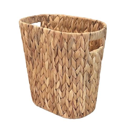 PINXIURY bathroom wicker trash can with built-in handles enables easy waste disposal