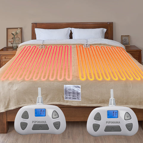PiPiMAMA blanket with 12-hour auto-off feature for safe overnight use.