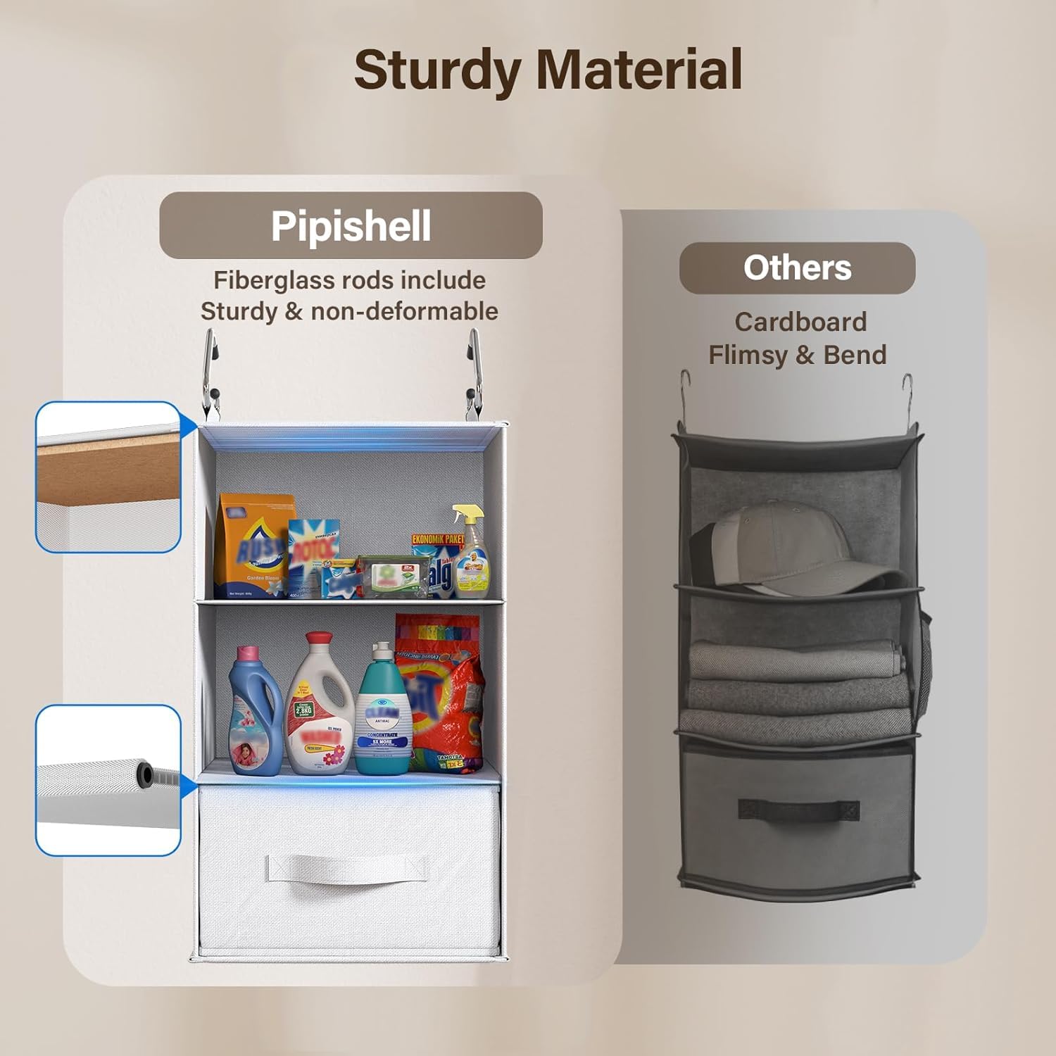 Pipishell 3-drawer unit with 12 compartments for small items