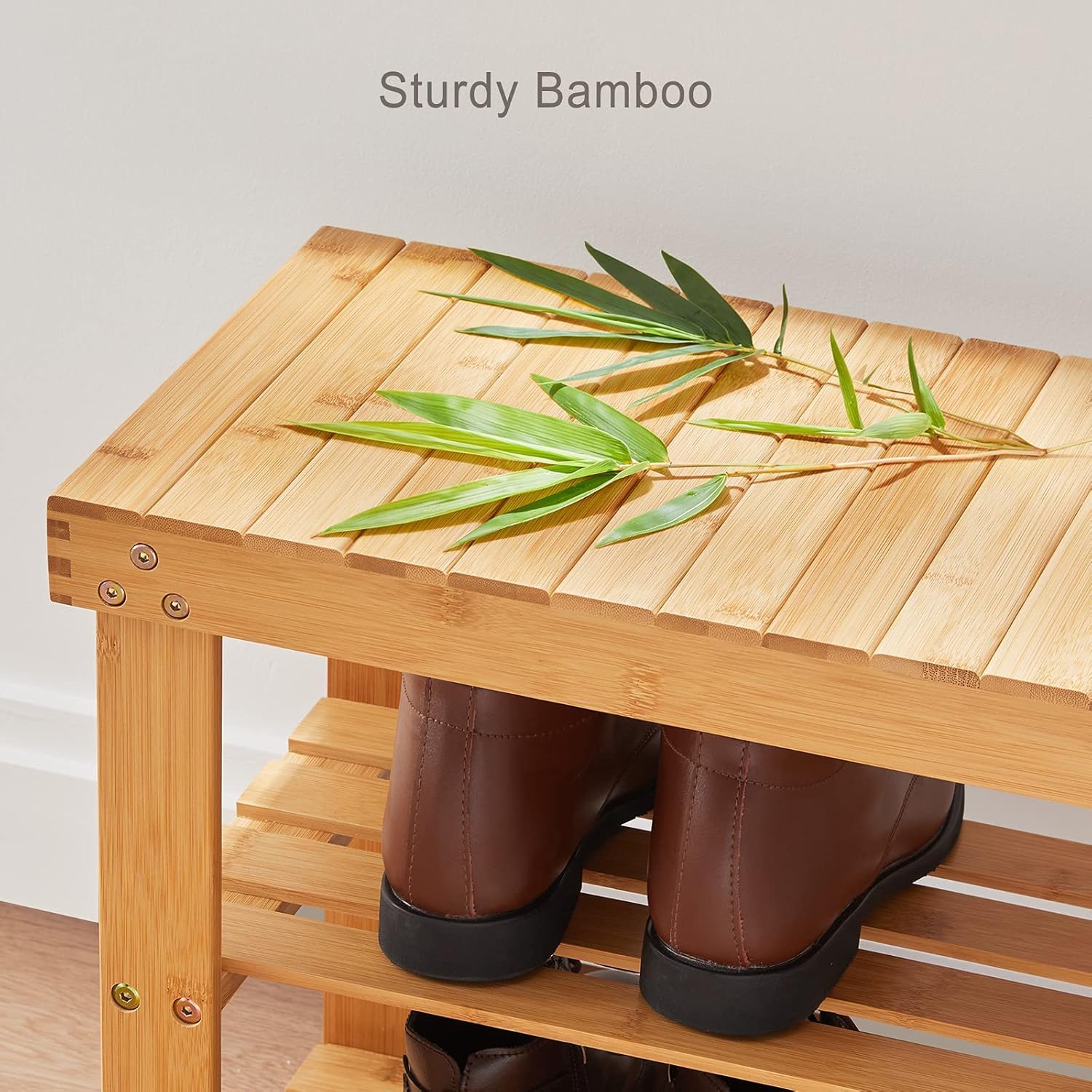 Pipishell 3-tier bamboo rack in modern living space.