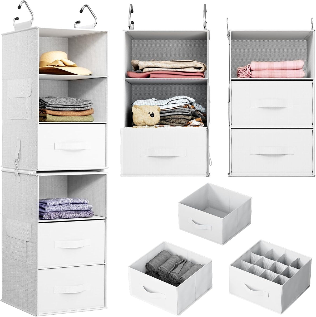 Pipishell 6-shelf hanging organizer maximizes vertical wardrobe space