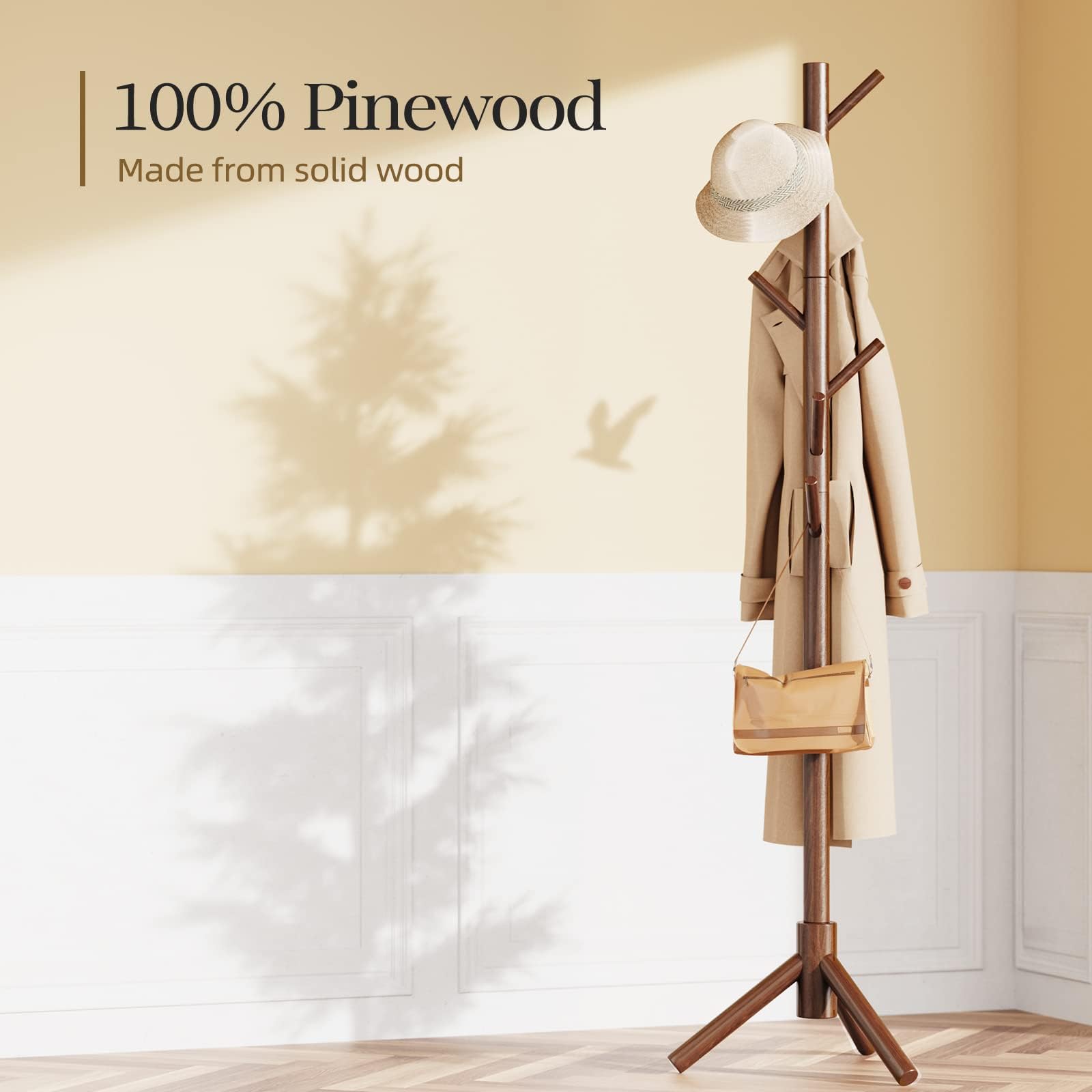 Pipishell coat tree being assembled quickly with simple threaded inserts.