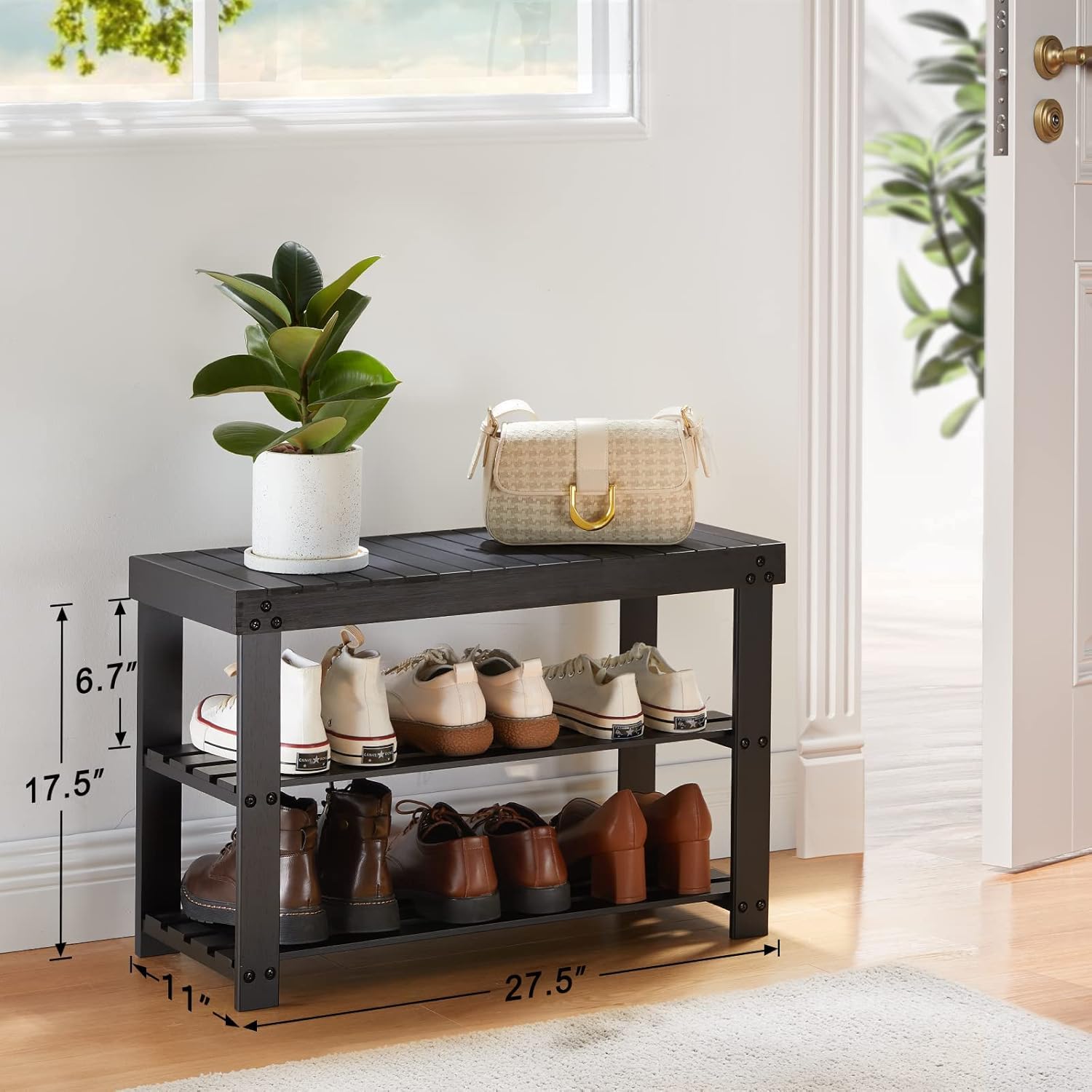 Pipishell Bamboo Shoe Rack Bench demonstrates durability with strong construction and up to 300lbs weight capacity.