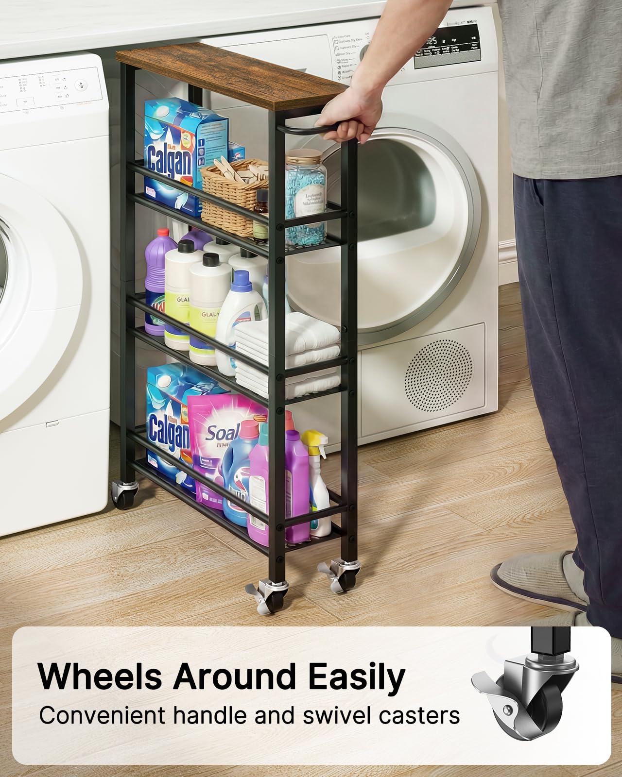 Pipishell bathroom and laundry cart supports toiletries and cleaning supplies with airflow mesh.