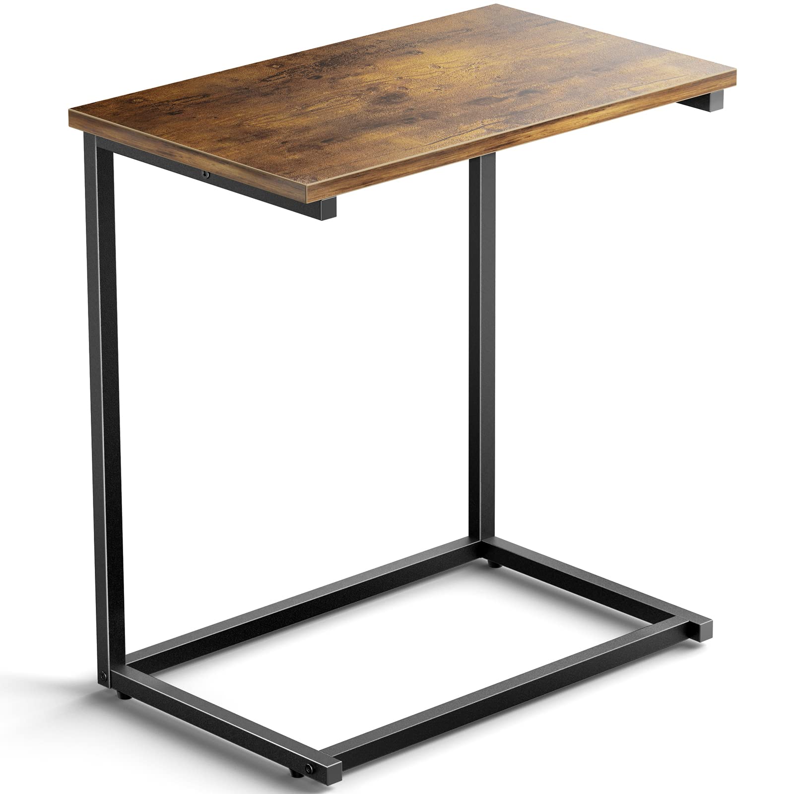 Pipishell C shaped end table 27 inches high within easy reach from the sofa