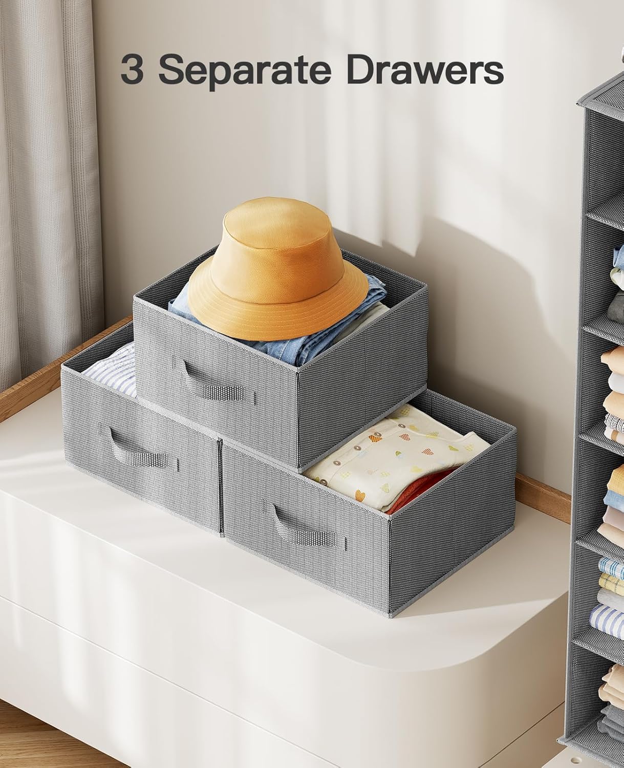 Pipishell closet organizer in use helps tidy outfits and accessories.