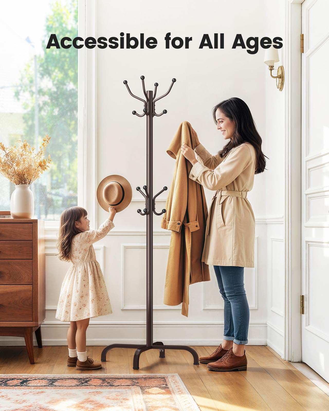 Pipishell coat rack base and four-pole design built for stability.