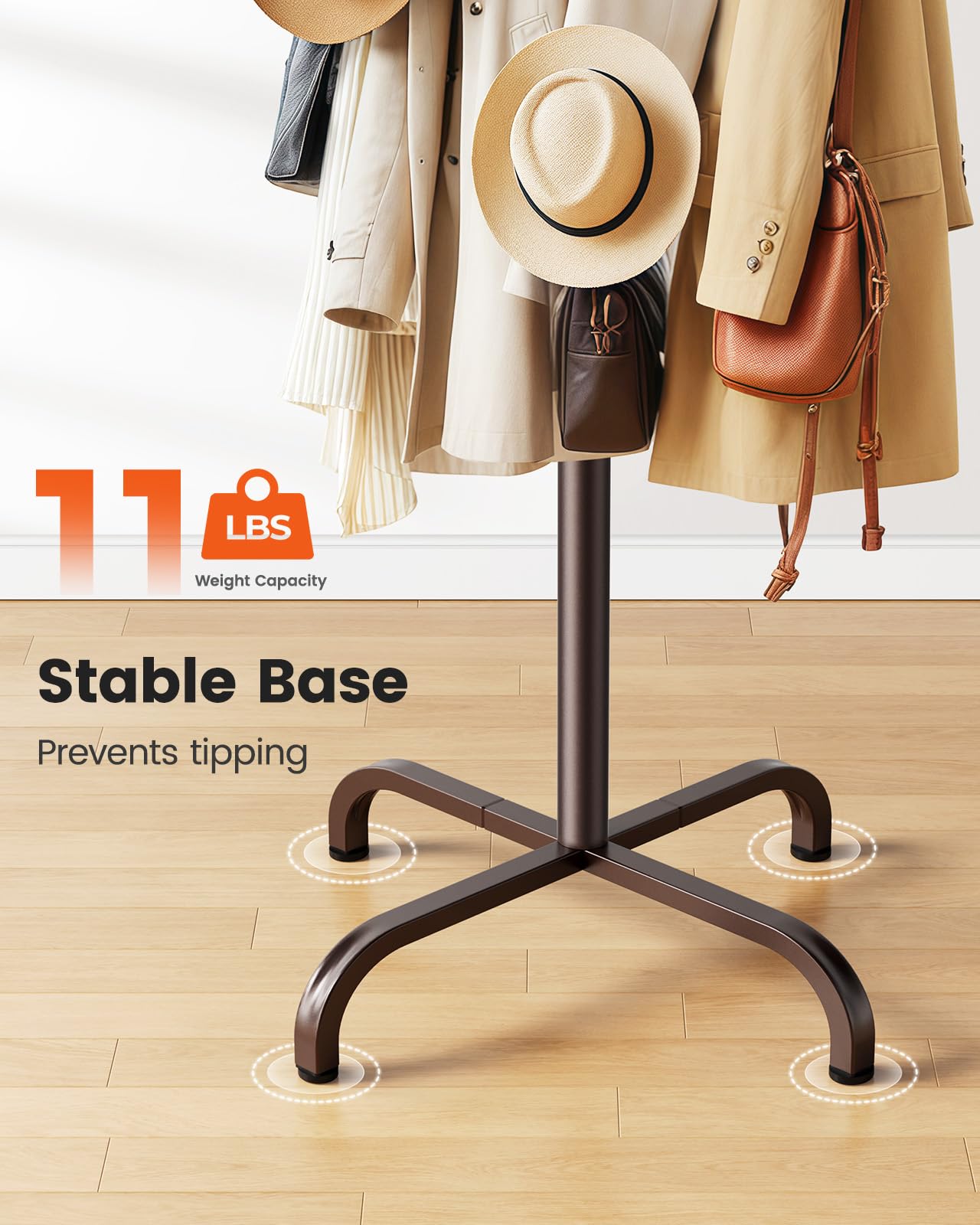 Pipishell coat rack in entryway with coats and bags organized.