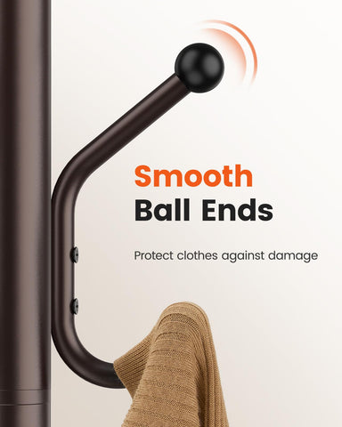 Pipishell coat rack in a multi-height stand configuration for flexible use.