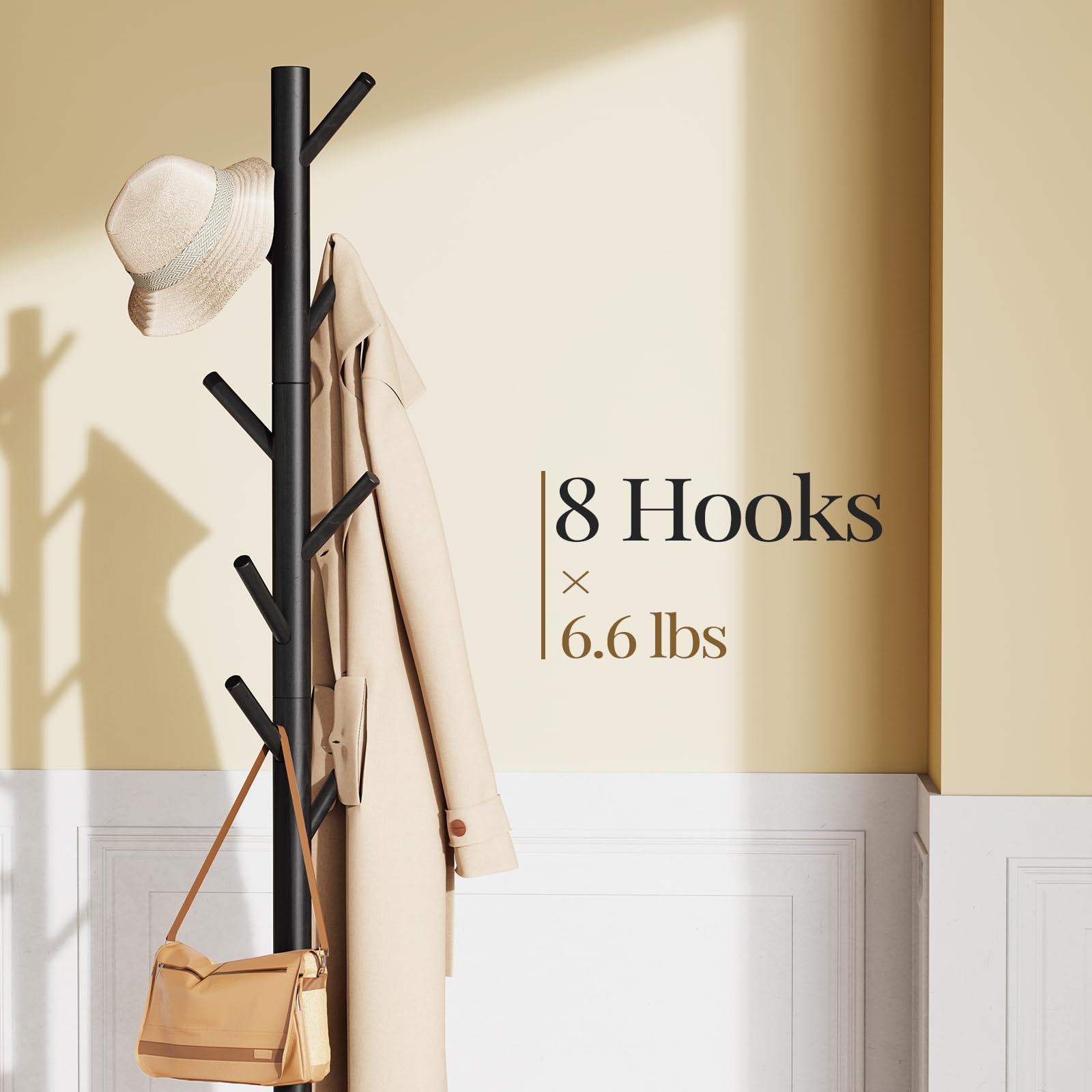 Pipishell coat stand eight-hooks keep coats and bags organized.