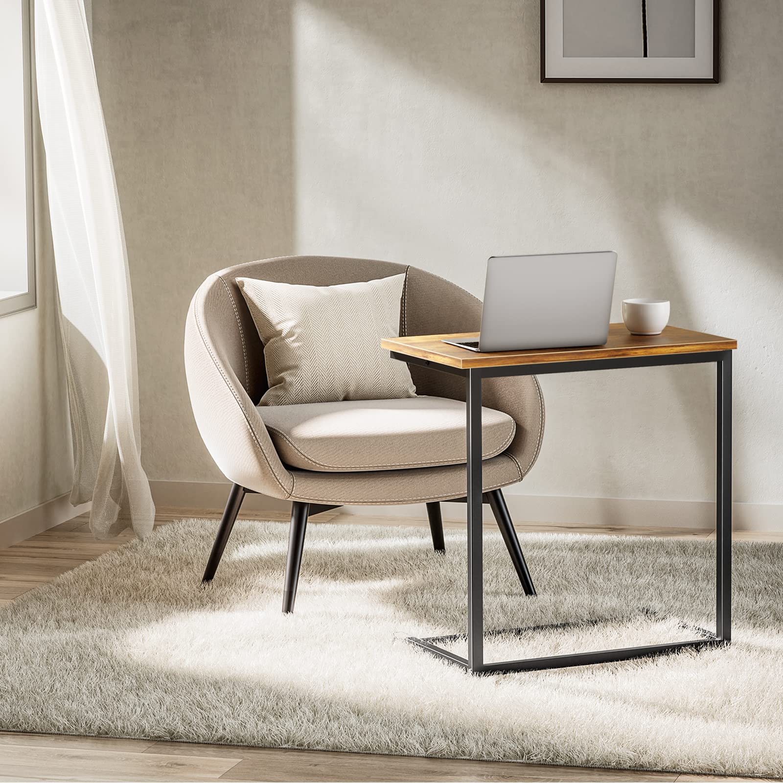 Pipishell modern wood grain end table adds style to living space