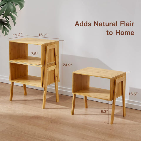 Pipishell nightstands with open shelving for easy access to essentials