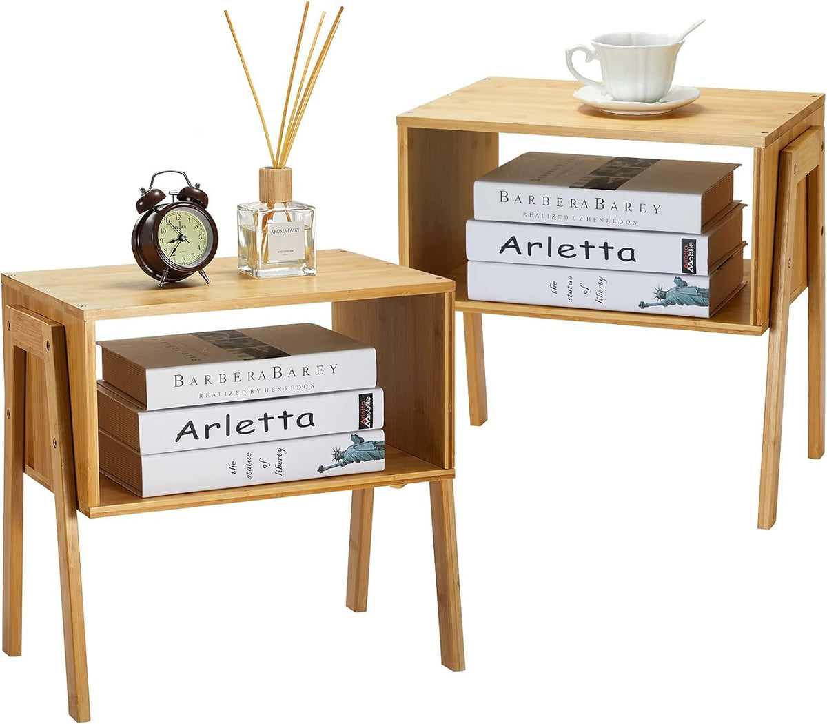 Pipishell nightstands set of two, stackable for flexible bedside storage