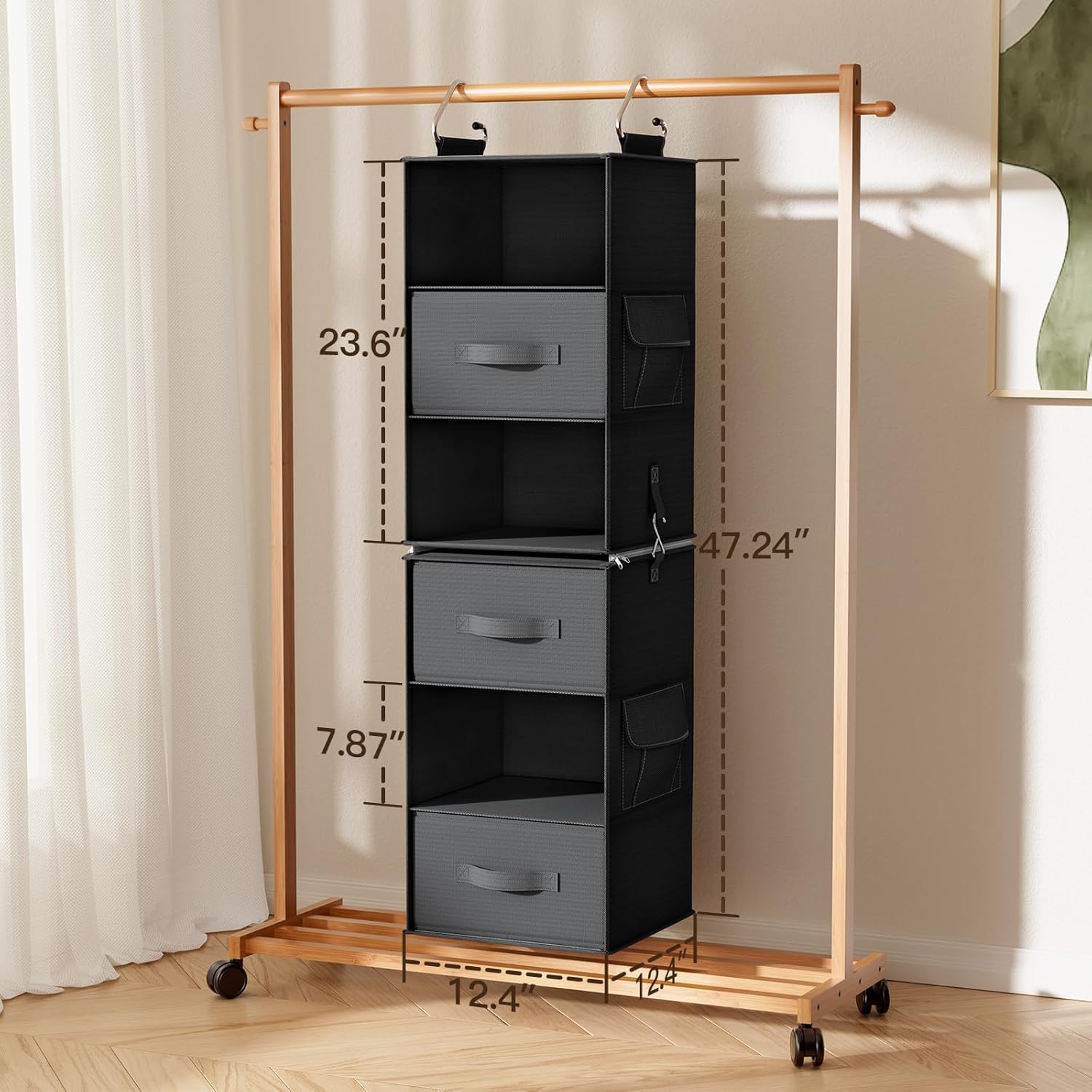Pipishell separable units arranged to fit different closet dimensions with modular flexibility.