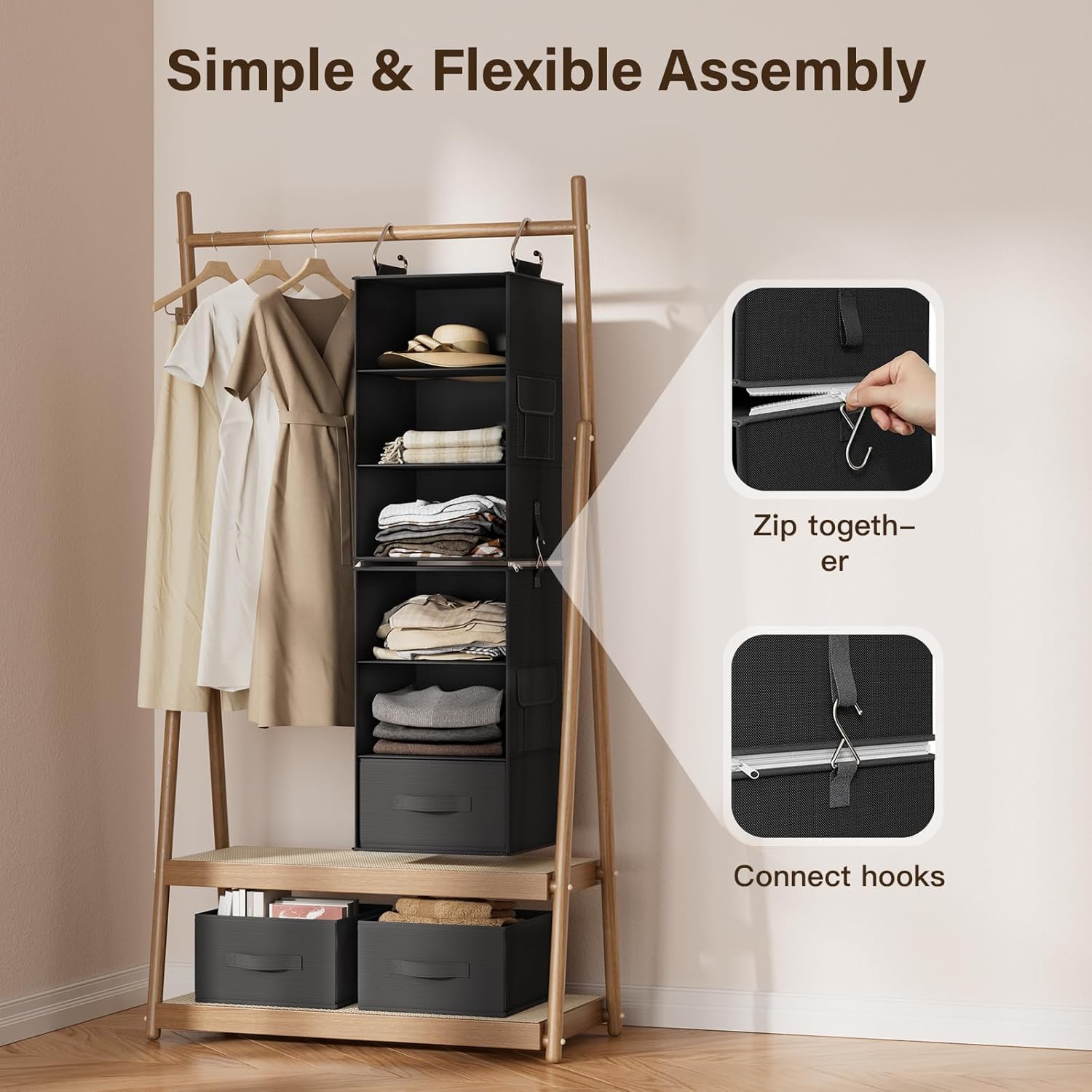 Pipishell side pockets and removable drawers keep small items neatly organized.