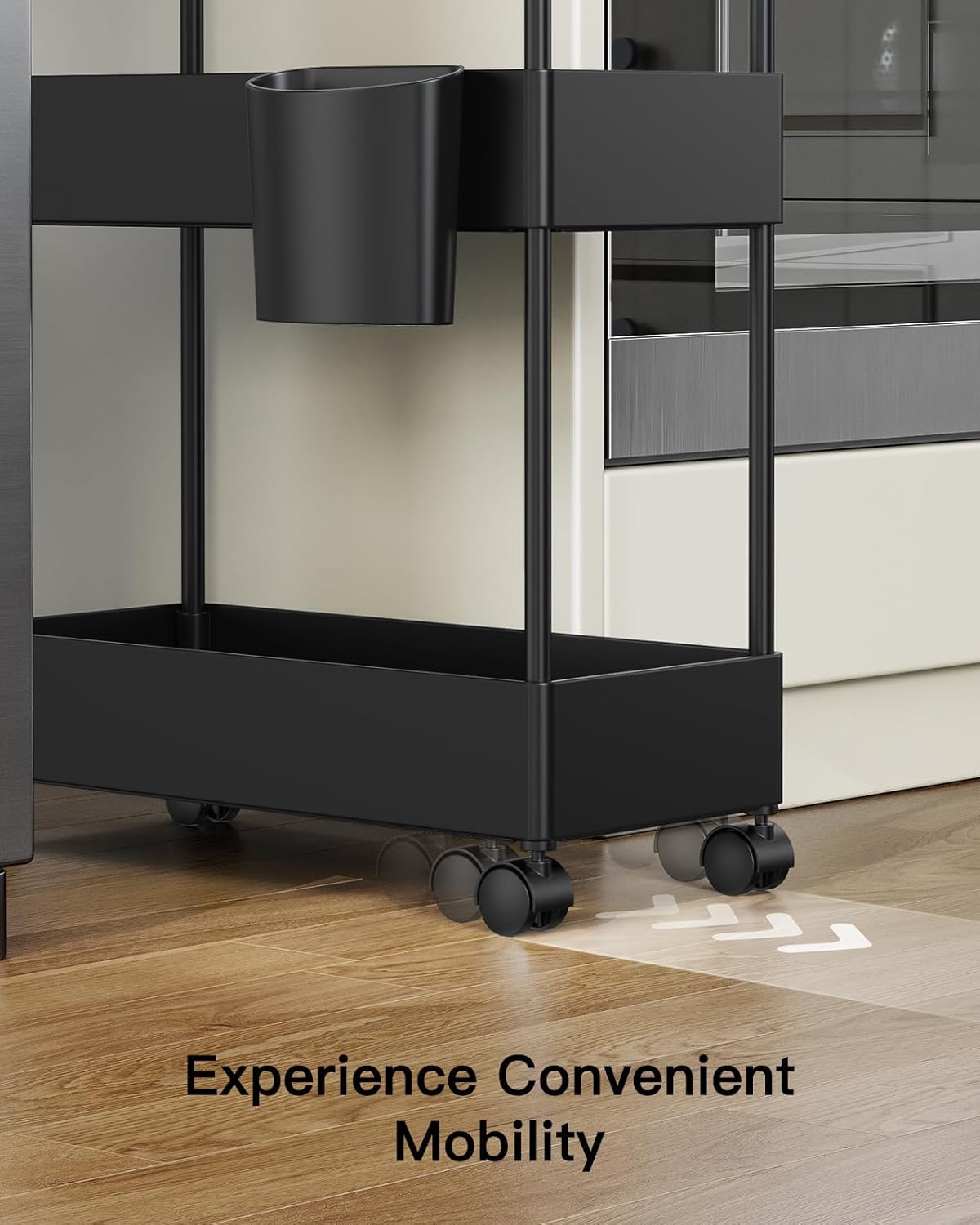 Pipishell slim storage cart occupying minimal floor space