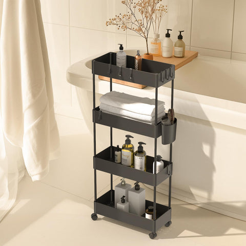 Pipishell slim storage cart durable metal frame withstands daily use.