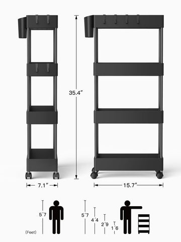 Pipishell slim storage cart in various rooms demonstrates versatility.