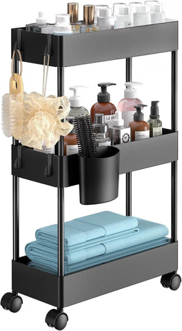 Pipishell slim storage cart with wheels in a tight bathroom corner for organized space