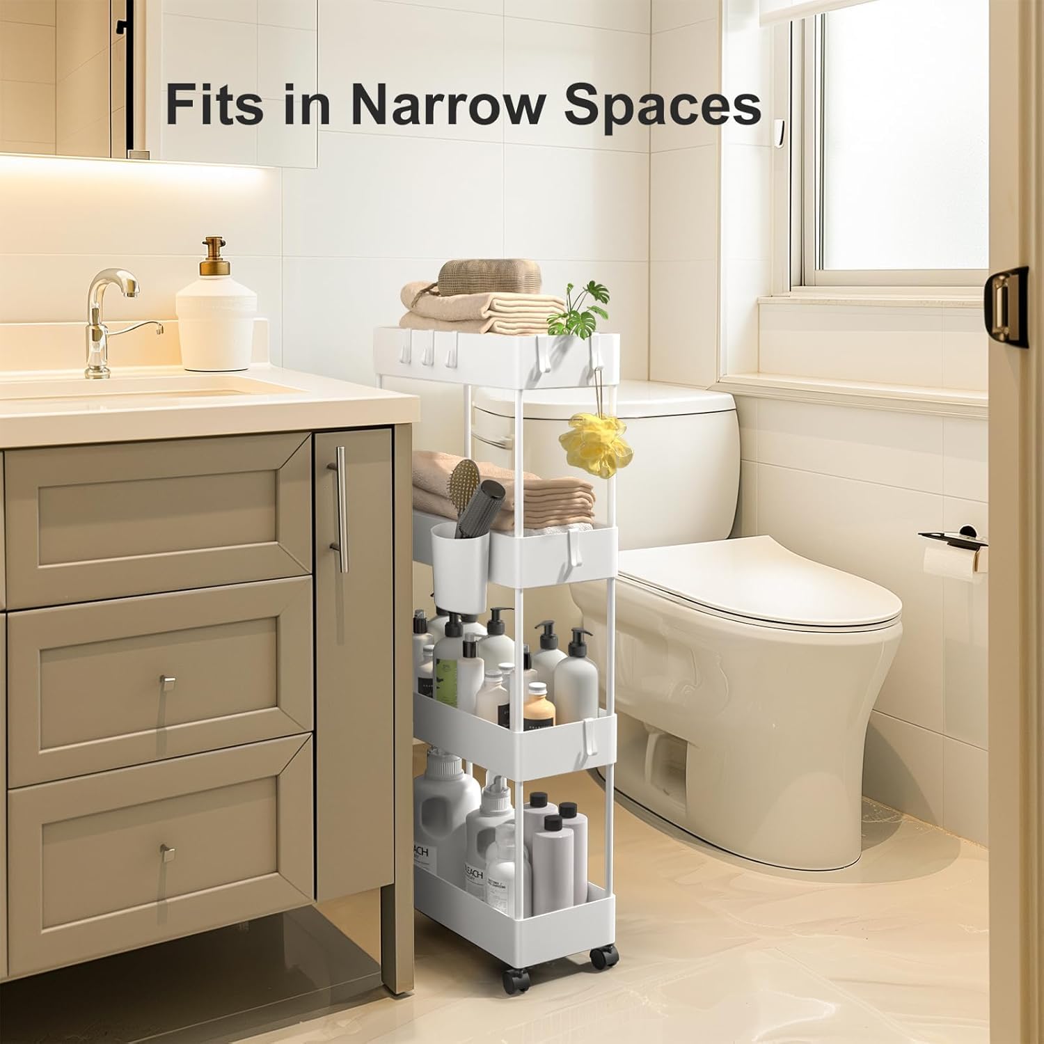 Pipishell cart features smooth wheels for effortless room-to-room movement.