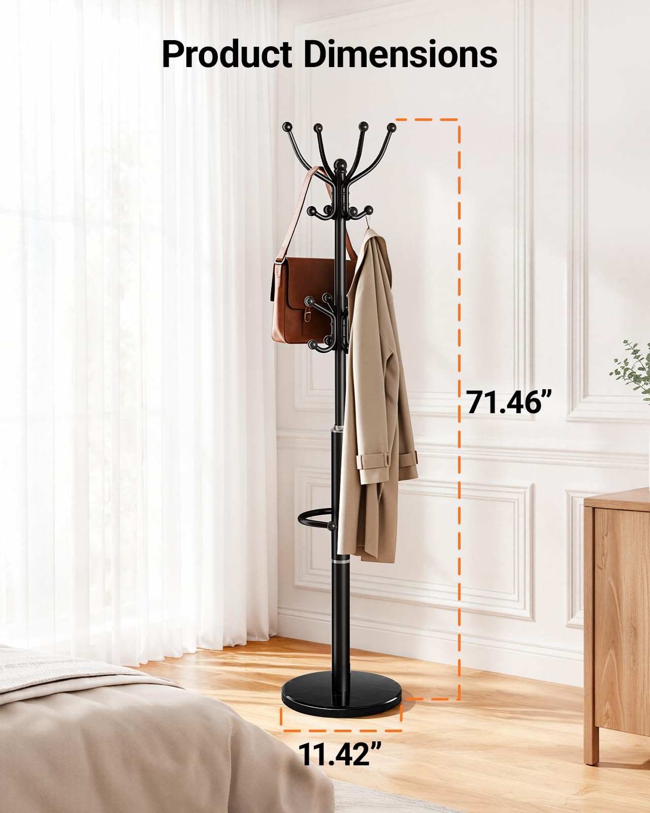 Pipishell sturdy marble base adds stability for heavy coats and daily use