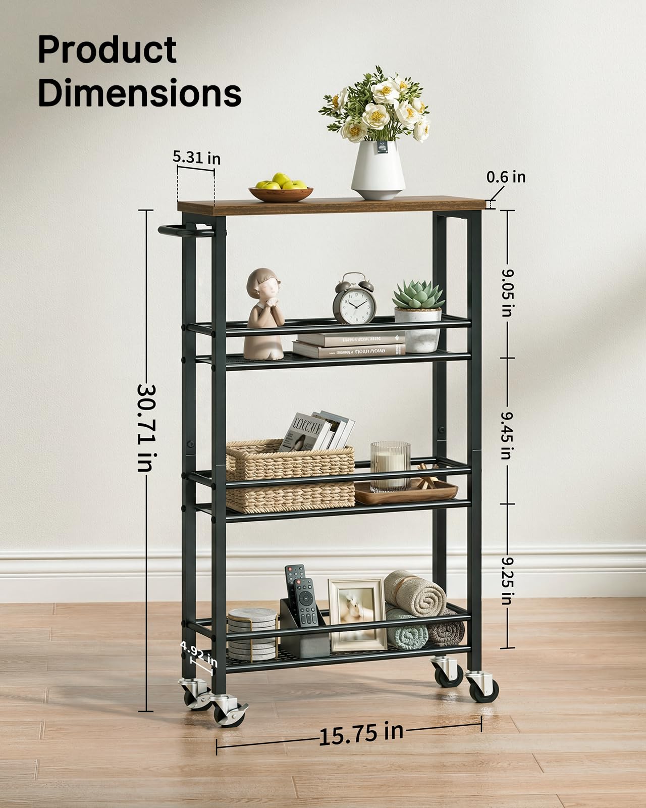 Pipishell swivel wheels enable smooth movement on any floor surface.