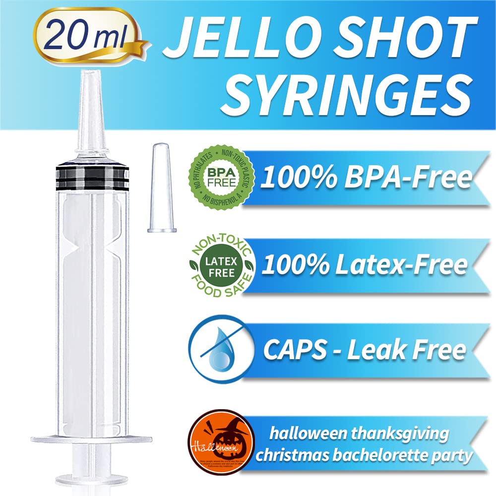 PISSION 20ml syringes in clear plastic designed for precise portions at parties.