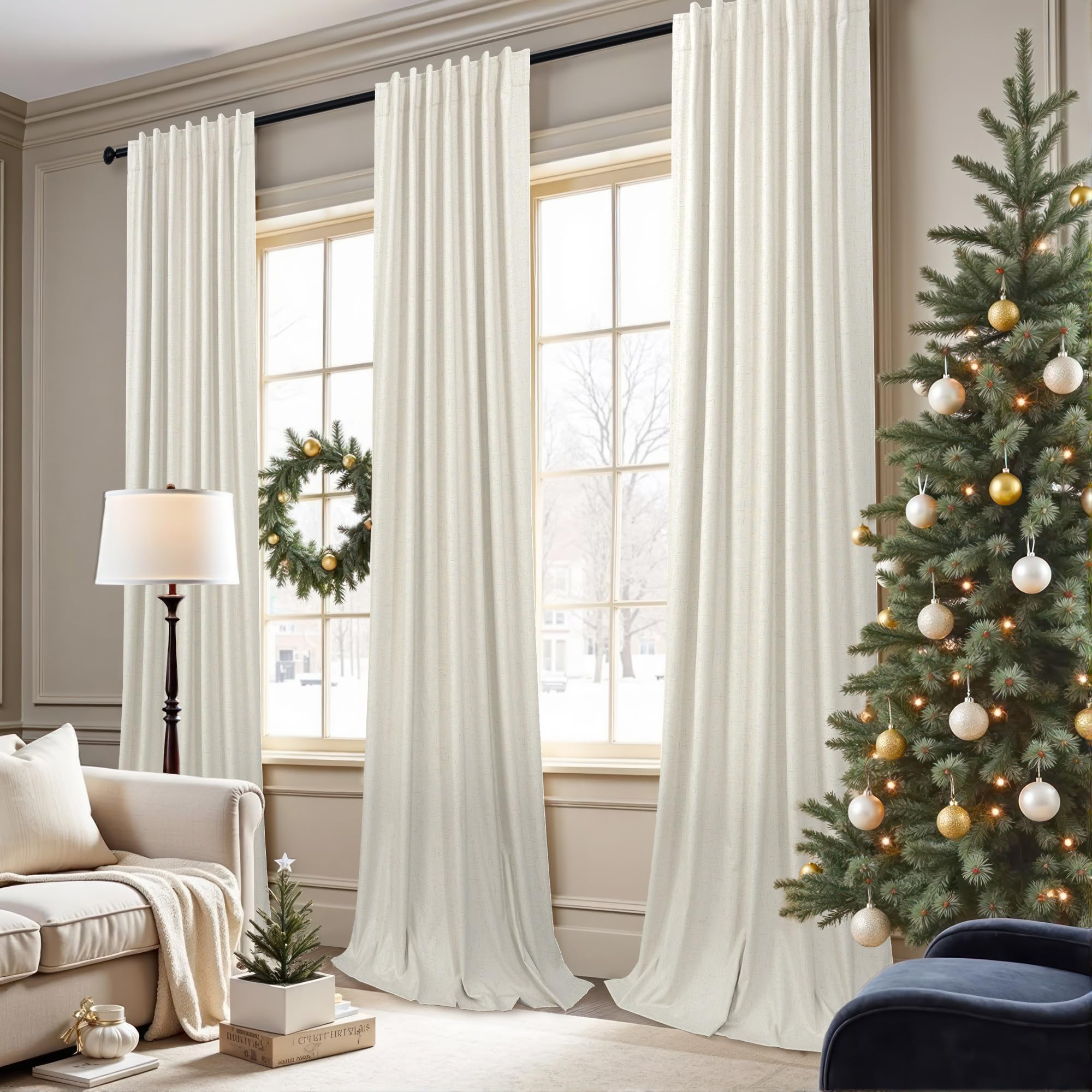 Pitalk back loops create an elegant pleated look for a refined living room.