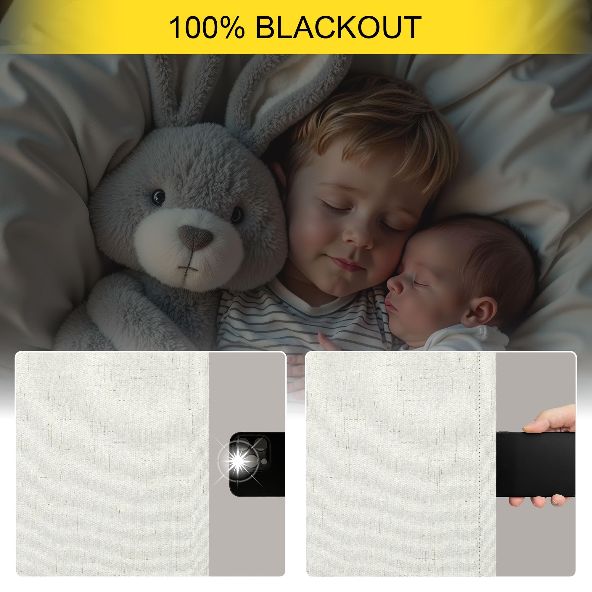 Pitalk clip rings enable smooth sliding for quick room darkening.
