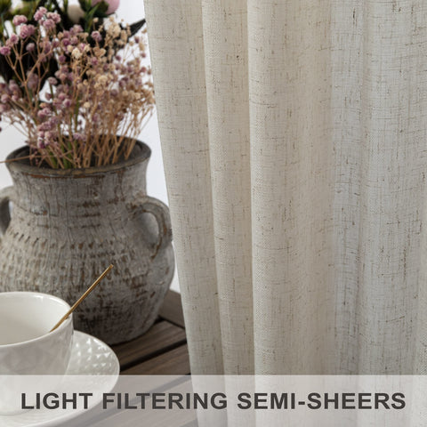 Pitalk flax linen curtains back-tab hanging option shown for elegant pleats